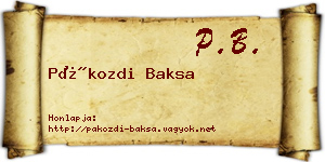 Pákozdi Baksa névjegykártya